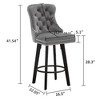 Modern Swivel Bar Stools with Button Tufted Velvet, Rivet Trim & Footrest, for Kitchen Island & Home Bar, 2pcs - 2 of 4
