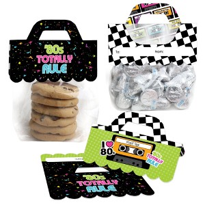 Big Dot of Happiness 80's Retro DIY Totally 1980s Party Clear Goodie Favor Bag Labels Candy Bags with Toppers Set of 24 - 1 of 4