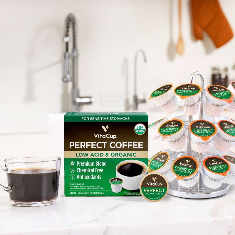 VitaCup Perfect Low Acid Dark Roast Coffee Pods - 18ct, 4 of 11