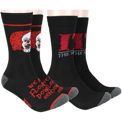 Stephen King's IT The Movie Pennywise The Clown 2 Pack Men's Athletic Crew Socks