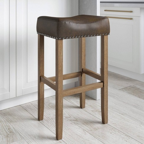 Wooden stool with leather seat new arrivals