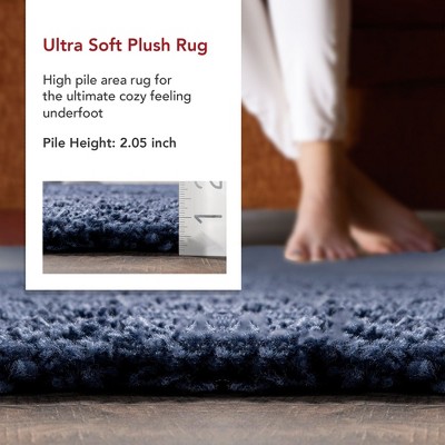 Marleen Plush Solid Blue Shag Rug 2' x 3'
