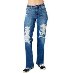 Women's Mid Rise Dad Destroy Jeans - Judy Blue - 1 of 4