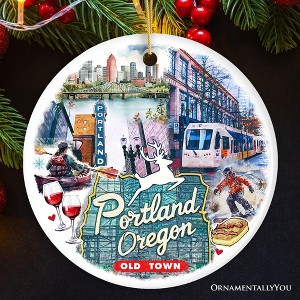 Artistic Portland City Ceramic Art Ornament, Oregon Souvenir and Christmas Gift| OrnamentallyYou - 1 of 4