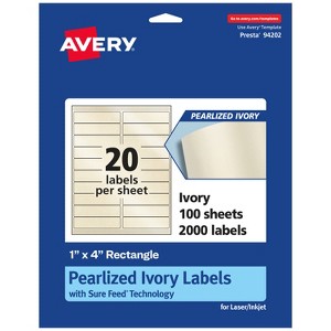 Avery Pearlized Ivory Rectangle Labels with Sure Feed Technology, 1" x 4" - 1 of 4