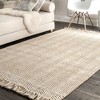 Nuloom Don Solid 6x9 Jute Area Rug for Dining Room Rug Neutral Rug Living Room Rug Kitchen, Natural/White - 2 of 4