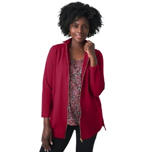 Jessica London Stretch Cotton Zip Front Hi-Low Jacket - 1 of 4