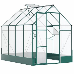 8' x 6' Greenhouse for Outdoors, Polycarbonate Greenhouse with Roof Vent and Rain Gutter, Aluminum Walk-in Green House for Outside for Patio - 1 of 4