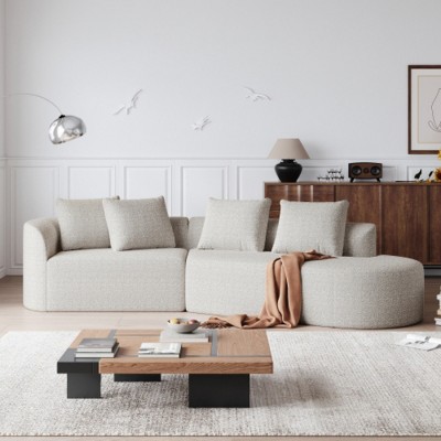 112" Oversize Modern Chenille Modular Sectional Sofa with 4 Pillows, Cloud-Style 4-Seat Couch for Living Room or Apartments – The Pop Home