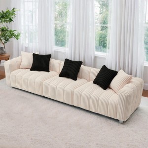 114'' Corduroy Extra-Large 3-Seater Sofa with Cloud-Feel Cushions, Solid Wood Frame and Modern Minimalist Design - 1 of 4