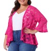 Agnes Orinda Women's Plus Size Casual Open Front 3/4 Sleeve Sheer Lace Cardigan - 2 of 4