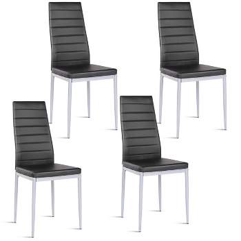 Costway Set of 4 PU Leather Dining Side Chairs Elegant Design Home Furniture White/Black/Brown