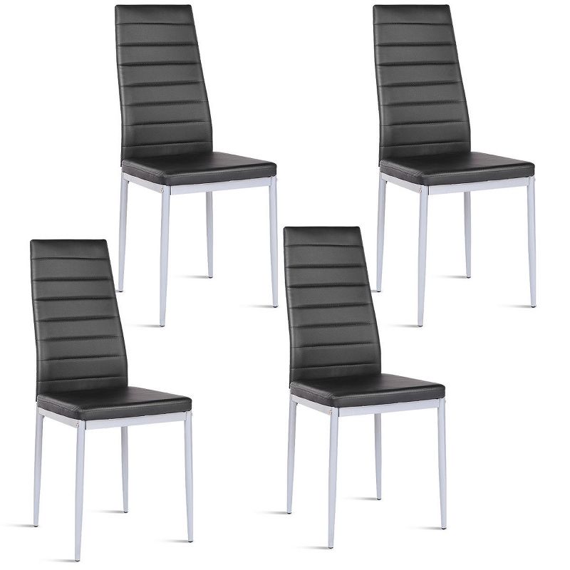 Costway Set of 4 PU Leather Dining Side Chairs Elegant Design Home Furniture White/Black/Brown, 1 of 11