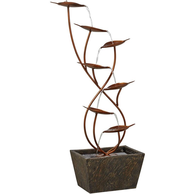 John Timberland Ashton Curved Leaves Modern Cascading Outdoor Floor Water Fountain 41" for Yard Garden Patio Home Deck Porch House Exterior Balcony, 5 of 9