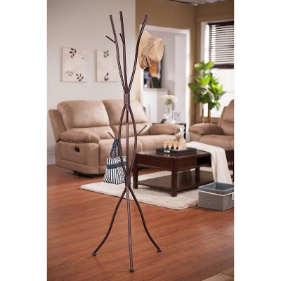 Bronze Branch Style Metal Coat Rack, 79" Tall