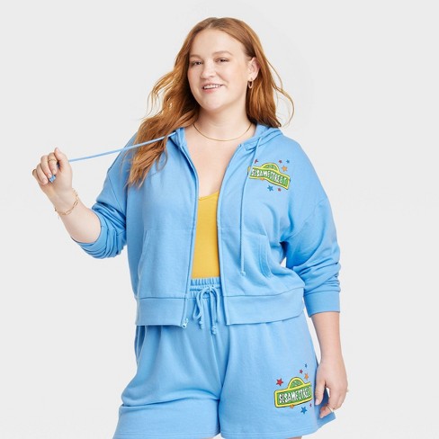 Women's Sesame Street Graphic Zip-up Sweatshirt - Blue 3x : Target