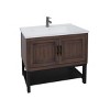 Bathroom Storage Cabinets With 2 Storage Doors, Bathroom Storage Cabinets Floor Standing With Ceramic Sink & Hot And Cold Faucet-Cuddlewood - 3 of 4