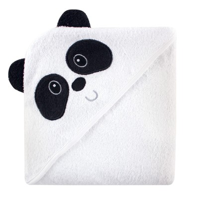 Luvable Friends Baby Unisex Cotton Animal Face Hooded Towel, Panda, One Size