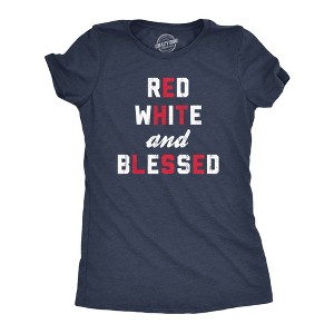 Womens Red White And Blessed T Shirt Funny Fourth Of July Party Text Tee For Ladies - Crazy Dog Women's T Shirt - 1 of 4