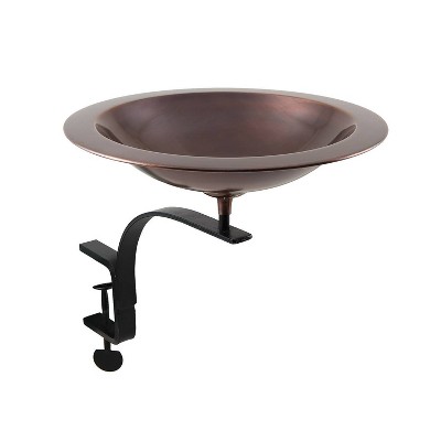 13.5" Classic II Antique Copper Birdbath w/ Rail Mount Bracket - Achla Designs