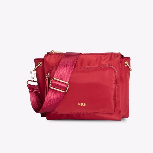 M red nylon crossbody bag