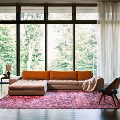 Bagmati Pink Synthetic Washable 5' x 8' Area Rug