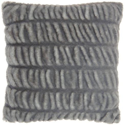 ZonLi Luxury Faux Fur USB Heated Pillow, Short Plush Gray / 15“×23”