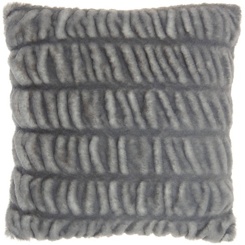 Faux Fur Ruched Throw Pillow