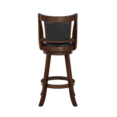 Cappuccino Brown Leather Swivel Barstool with Footrest