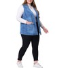 Agnes Orinda Women's Plus Size Sleeveless Buttons Notched Collar with Pockets Demin Vests - 2 of 4