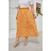 Plus Size Pleated Skirt Women's Plus Size Skirt Elastic Waist Boho Skirts Plus Size Midi Skirts for Curvy Women with Pockets (Black&White,2XL) - 2 of 4