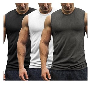 COOFANDY Men's 3 Pack Workout Tank Tops Gym Muscle Tee Bodybuilding Fitness Sleeveless T Shirts - 1 of 4