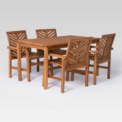 5pc Coro Chevron Outdoor Patio Dining Set - Brown - Saracina Home