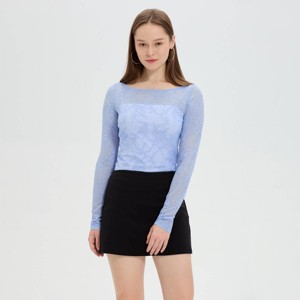 Women's Long Sleeve Lace Bardot Top - Wild Fable™ - 1 of 4