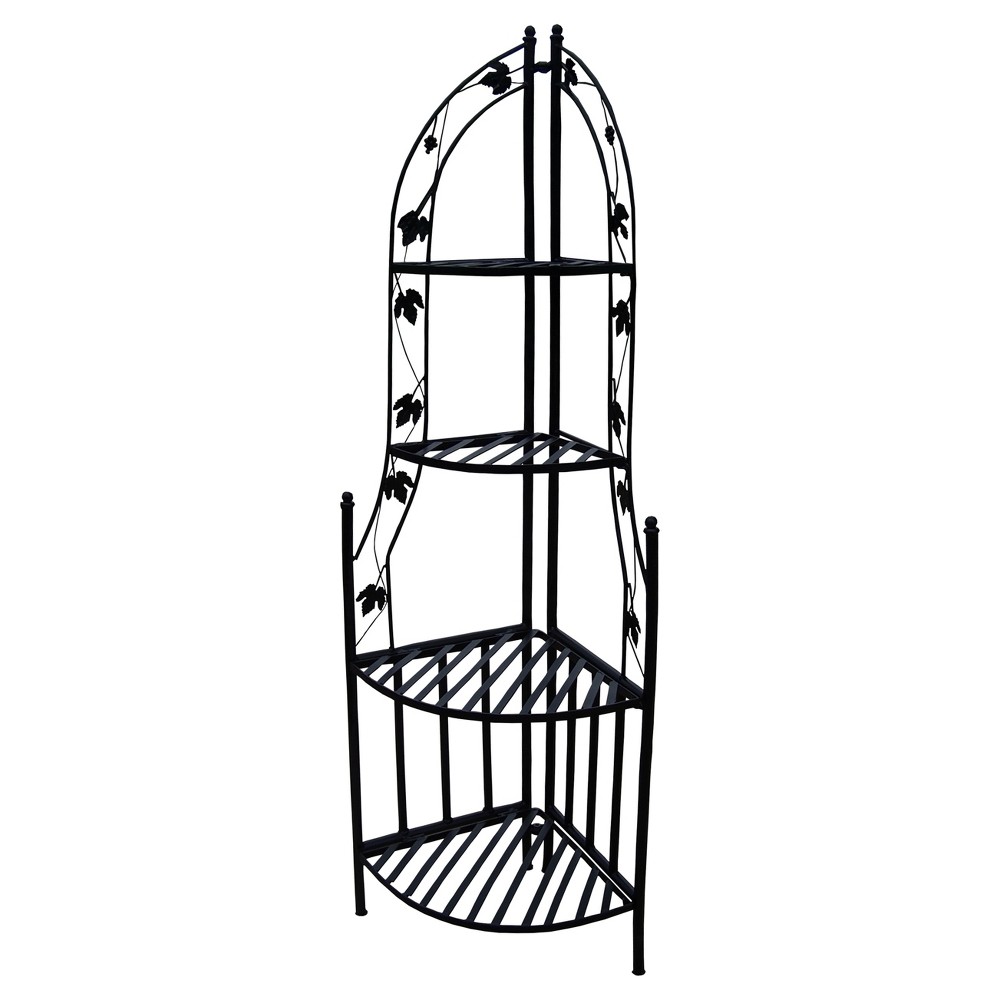 Photos - Garden & Outdoor Decoration 21" Corner Plant Stand - Black - Oakland Living: 4-Tier Steel, Weather-Res