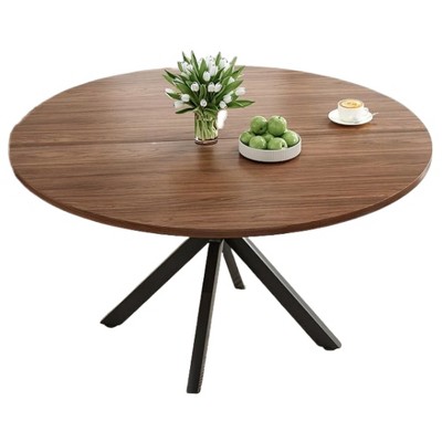 Infurnic Coffee Tables, Modern Dining Table with four sturdy table legs, Round Table for Kitchen or Living Room, Brown, 47.2"*47.2"*29.5"