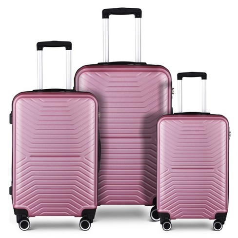 3 Piece Set Luggage Hard Sided Luggage with Spinner Wheels Suitcase Set with Lock 20in 24in 28in Luggage Sets for Travel Pink