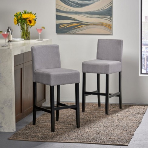 30-Inch Fabric Barstool Set Of 2,Upholstered Dining Chair With L Square Backs,Armless Rubberwood Legs Home Bar Stool-Cuddlewood - image 1 of 4