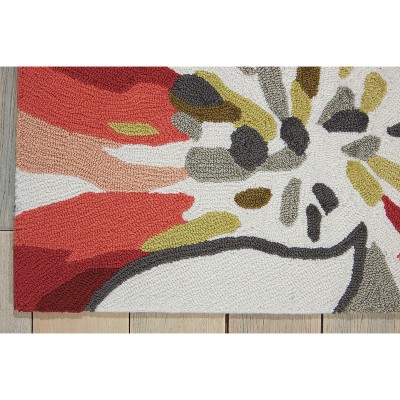 Ivory and Multicolor Cotton Synthetic 2'3" x 8' Area Rug