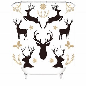 Deer Silhouette Shower Curtains for Bathroom Waterproof Fabric Bath Curtain Durable Soft Stylish Bathroom Decor 72x72 Inch - 1 of 1