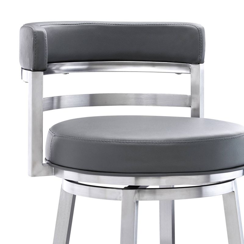 30&#34; Madrid Faux Leather Stainless Steel Barstool Gray - Armen Living, 5 of 9
