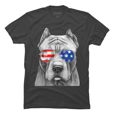 Men's Design By Humans American Pitbull With Sunglasses By T-Shirt