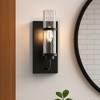 DORESshop 5 in. Farmhouse Black Wall Sconce, Vintage Industrial Vanity Light Fixture with Clear Glass Shade for Bathroom - 3 of 4