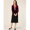 INSPIRE CHIC Women's Notched Lapel Long Sleeve Office Button Velvet Suit Blazer - 3 of 4