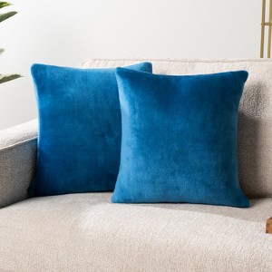 PAVILIA Set of 2 Throw Pillow Covers, Decorative Velvet Square Cushion Cases for Bed Sofa Couch Bedroom Living Room - 1 of 4