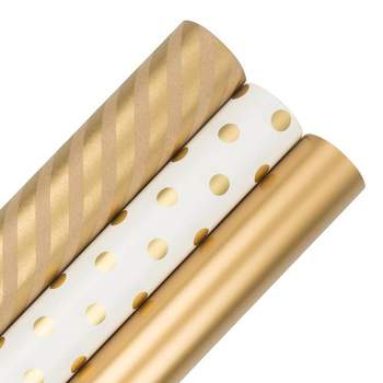 JAM Paper & Envelope 3ct Gift Wrap Rolls Gold