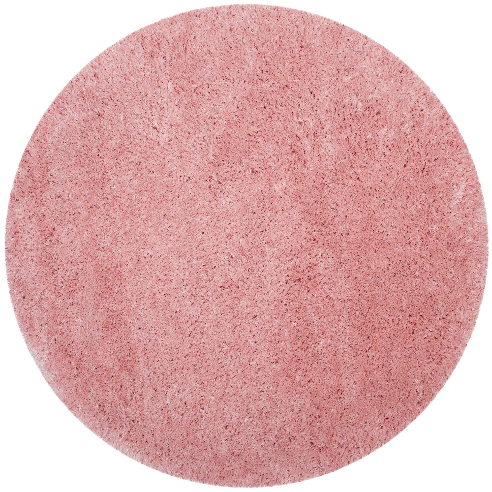 5'1in Round Loomed Solid Area Rug Light Pink - Safavieh