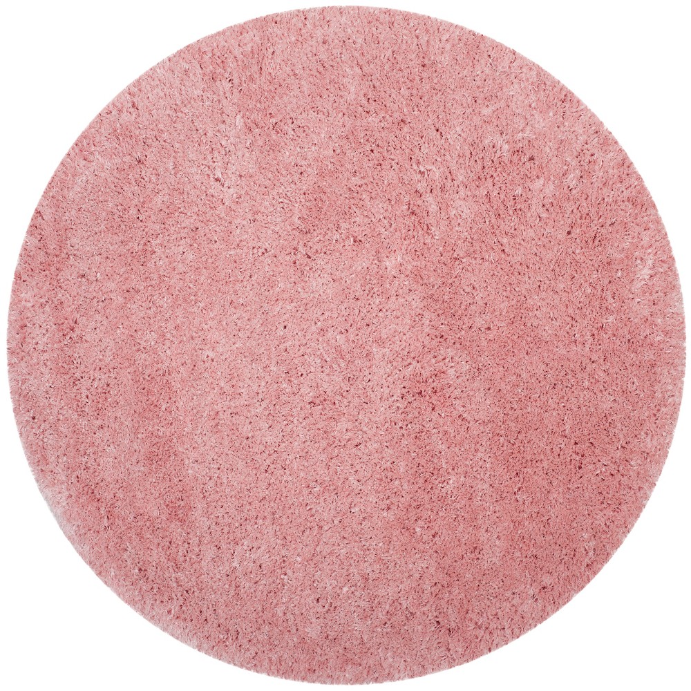 5'1in Round Loomed Solid Area Rug Light Pink - Safavieh