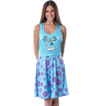 Disney Monsters Inc Womens Sulley Pajamas Nightgown Costume Dress Blue