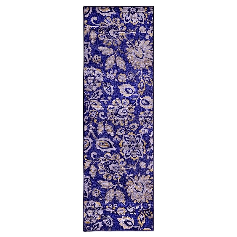 Traditional Bohemian Floral Non-Slip Washable Indoor Runner or Area Rug by Blue Nile Mills, 1 of 4